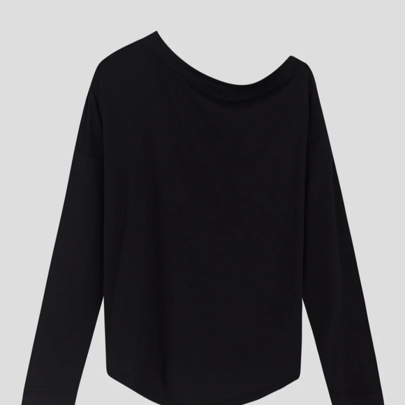 Universal standard dolce off shoulder long sleeve t shirt top Black L 10 -12 XS - Picture 2 of 4